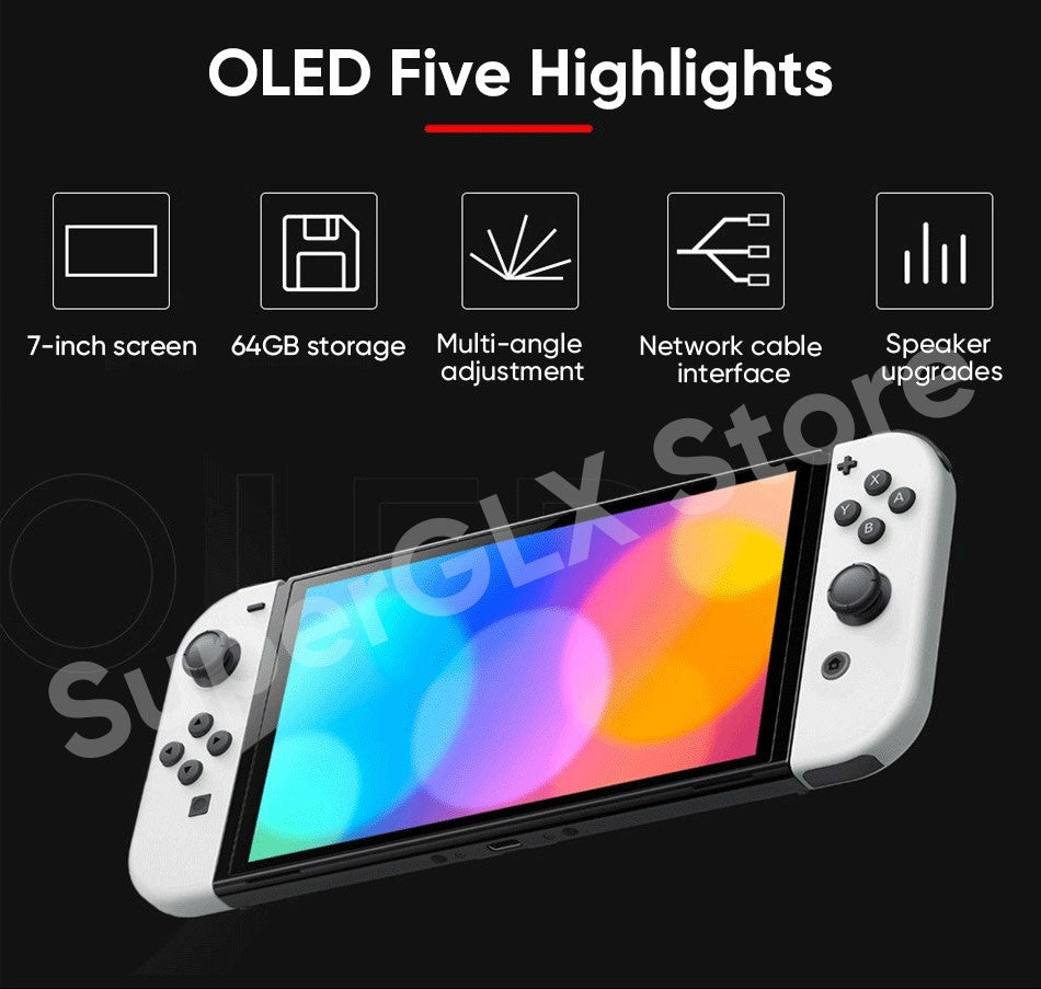 Original Nintendo Switch OLED Model White set Vivid 7” OLED screen 64 GB internal storage Wide adjustable stand