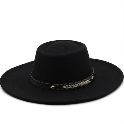British Style Felt Fedoras Hats for Women9.5CM Wide Brim Men Formal Luxury Jazz Caps Bowler Wedding Dress Hat Chapeau Femme