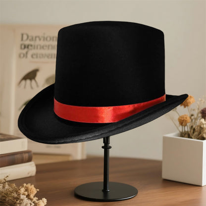 Black Top Hat for Adults Classic Tuxedo Hat Costume Magician Hat with Satin Band for Men and Women Elegant Design