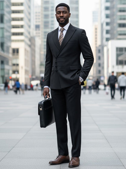 ST Cassy Elegant man suit for wedding Slim Fit Double Breasted Multiple buttons Casual Business man 2 piece outfit set