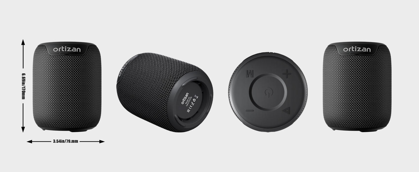 Caixas de Som Bluetooth Ortizan, Speaker Portátil Sem Fio com Bluetooth 5.3, IPX7 à Prova D'água, Som Estéreo de 15W, Pareamento Duplo, TF/AUX