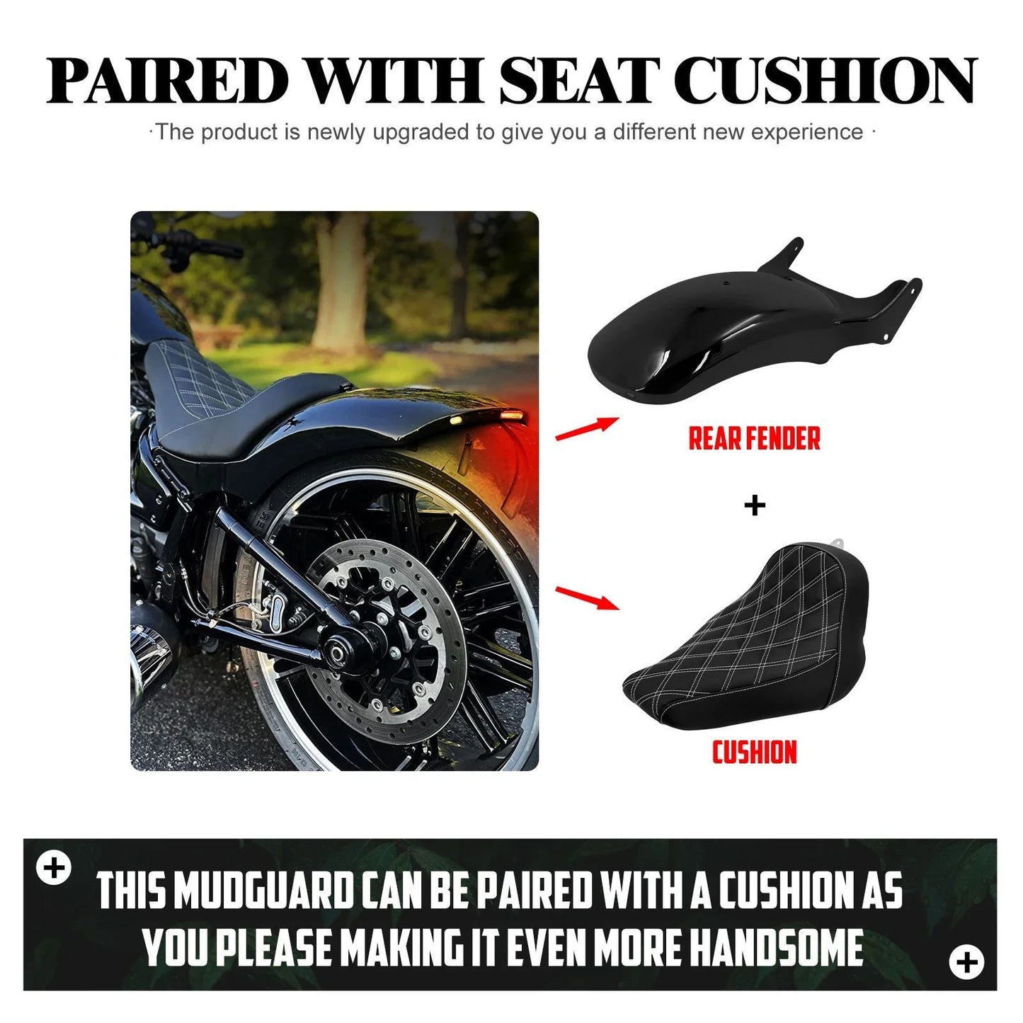 Motorcycle Rear Mudguard With LED Light Turn Signal Brake Lamp Iron Fender For Harley Softail Breakout FXBRS Rocker 2008-2017