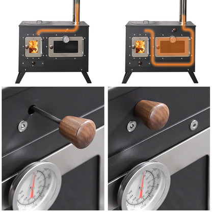 Fogão Multifuncional a Lenha para Acampamento Queimador Externo Portátil com Forno Barraca Fogão Caminhada Piquenique Churrasco Assar Aquecimento Pizza