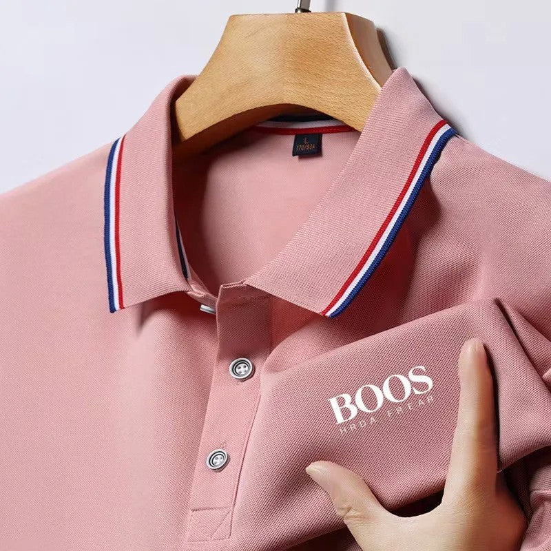 Men's New Embroidered Business Casual Short Sleeved Polo Shirt, Fashionable Short Sleeved Comfortable Breathable Top