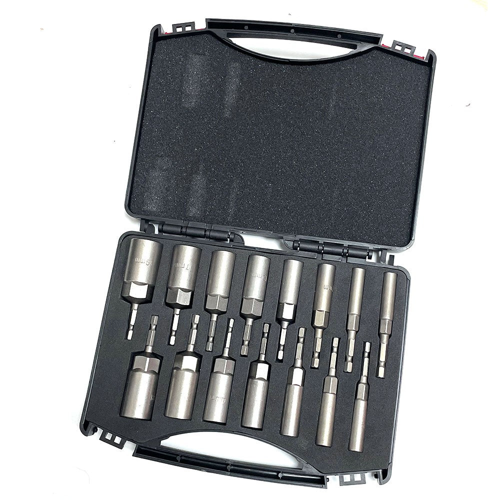 Conjunto de Adaptadores de Soquete de Impacto de 15 Peças 5.5-19mm de 80mm de Comprimento, Chave de Porca de Impacto, Brocas para Ferramentas Elétricas com Adaptador Rápido Hexagonal de 6.35mm