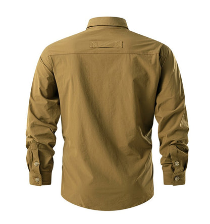 Summer Men Casual Breathable Long Sleeve Shirts Mens Military Cargo Multi-Pocket Shirt Man Outdoor Safari Work Shirt Blouses Top
