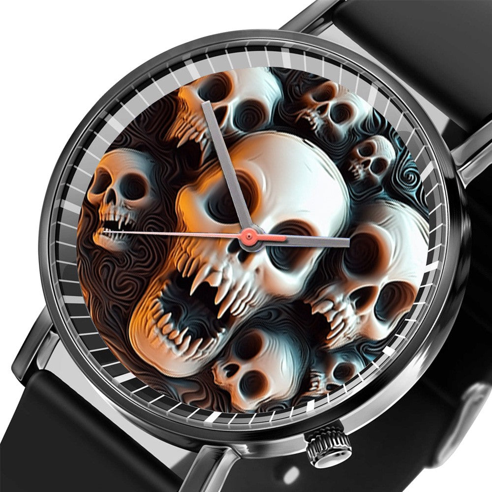 Fashion Pumpkin Design Men's and Women's Quartz Watch Casual Black Silicone Halloween Gift Fashion Women's Wristwatch