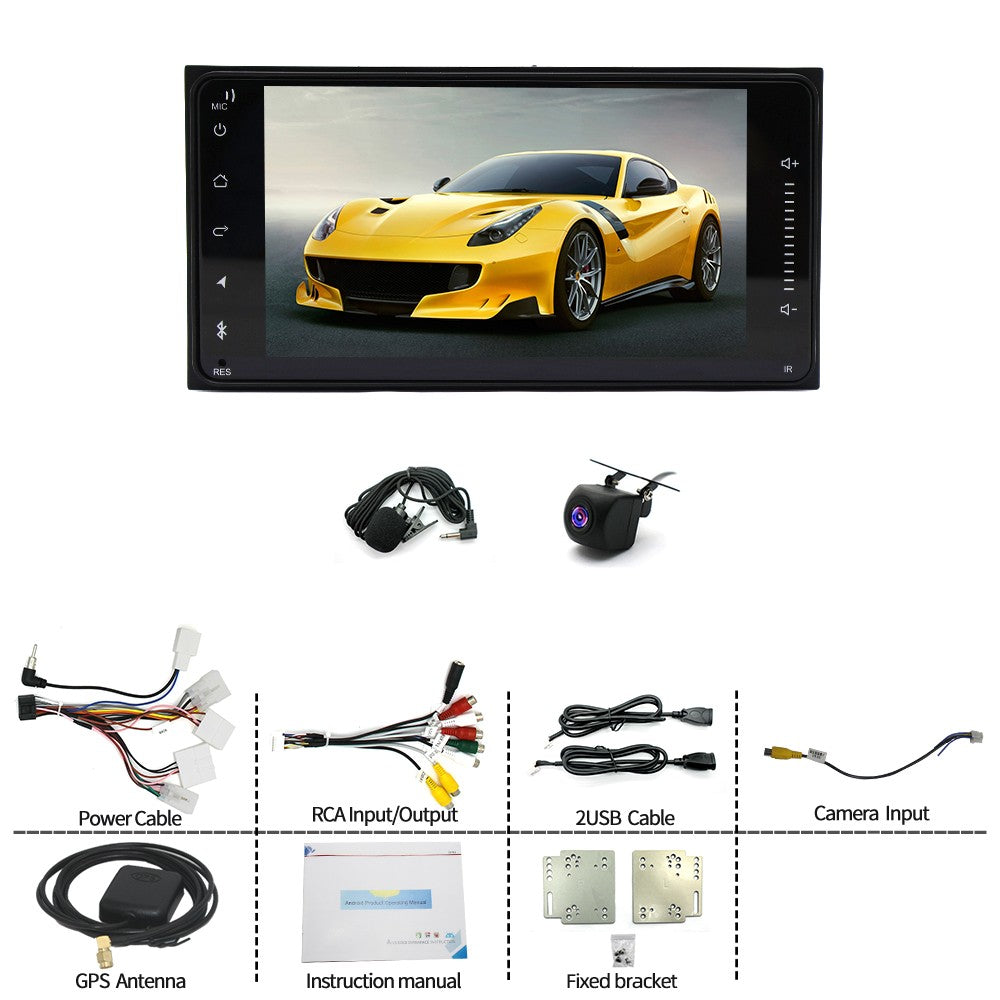Rádio Automotivo para Toyota Hilux 2005 - 2014 Sem Fio para Carplay e Android Auto, Tela Sensível ao Toque IPS de 7 Polegadas Câmera de Ré WiFi SWC-2+32G