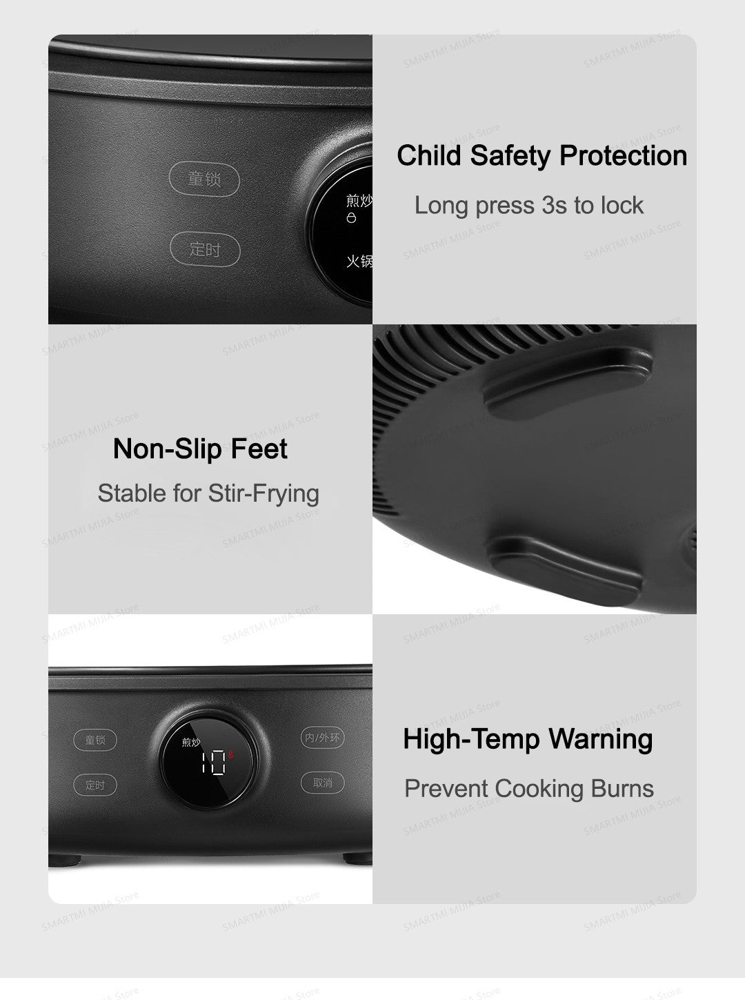 XIAOMI MIJIA Electric Ceramic Cooktop,10?Level Power With Child Safety Lock,Timer,2200W Induction Cooker,CN Version With Adapter