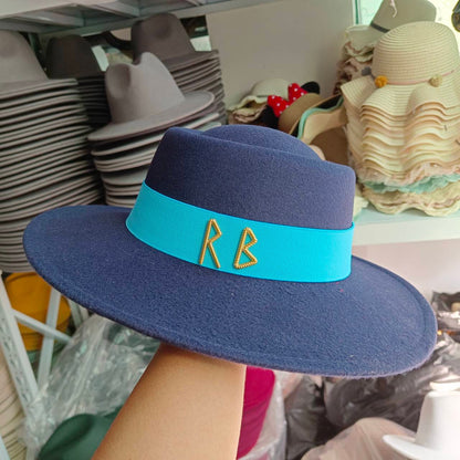 Fedora Chapéu de Copa Reta Chapéu de Outono/Inverno Chapéu RB Britânico Francês Chapéu de Copa Reta Chapéu Punk Jazz Chapéu de Aba Larga Gorras ??