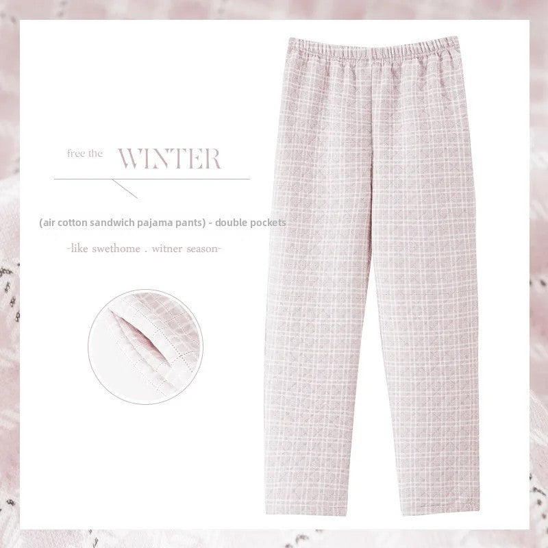 Thickened Air Cotton Sleep Pants Women's Autumn Winter Home Clothes Mid-aged Mom Warm Outerwear Large Size Home Pants