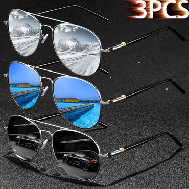 3 PCS Fashion Vintage Square Metal Frame Sunglasses Men Women Fishing Driving Luxury Brand Designer Sun Glasses  Eyewear UV400