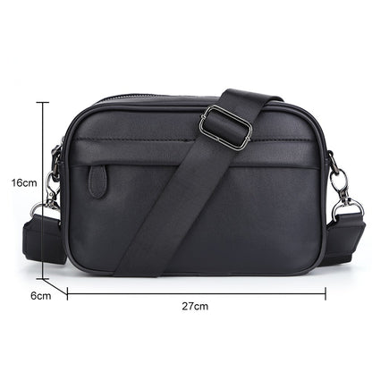 Luxury Business Shoulder Bag for Men Design Plaid PU Leather Messenger Bag Crossbody Bag Casual Zipper Small Square Sling Bag