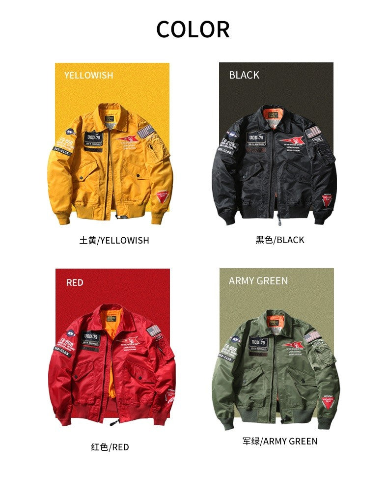 Spring Autumn Male Jackets Thin Army Green Motorcycle Ma-1 Aviator Pilot Air Men Bomber Jacket Embroidery Lapel All-Match