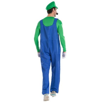 Halloween Carnival adult Men Funy Super game Cosplay Costume Luigi Bros Plumber Christmas Fancy Dress