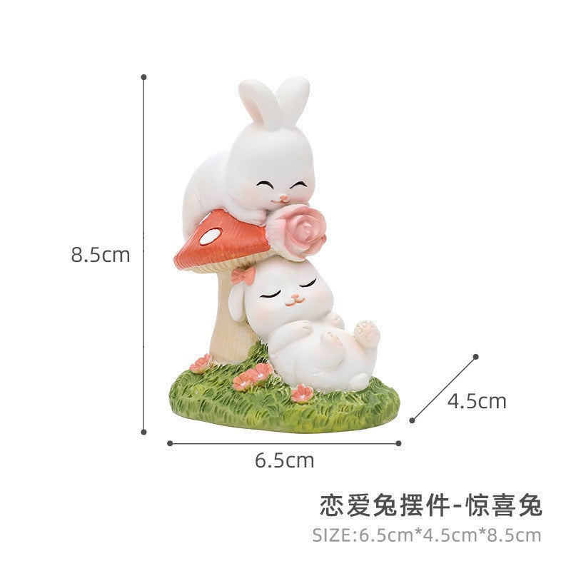 Estatuetas criativas de coelho para casais, presentes de Dia dos Namorados, decorações fofas para casa, sala de estar e enfeites de mesa de escritório