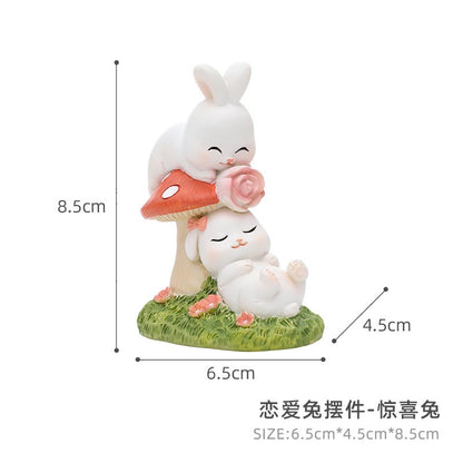 Estatuetas criativas de coelho para casais, presentes de Dia dos Namorados, decorações fofas para casa, sala de estar e enfeites de mesa de escritório