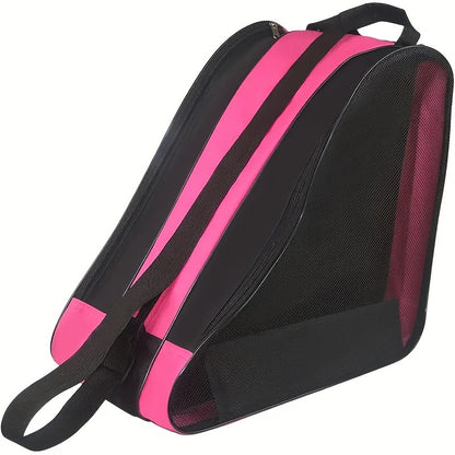 Large Capacity 3-Layer Ice Skating Bag with Heavy-Duty Shoe Storage - Adjustable Shoulder Strap & Logo Window for Inline Skates