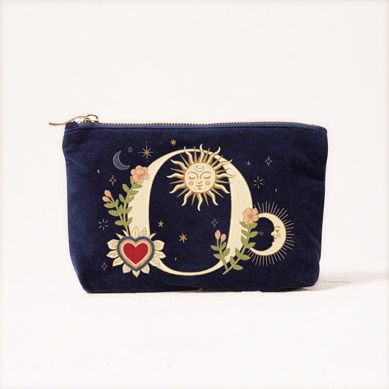 Velvet Handbag Vintage Printed Letter Pattern Makeup Bag