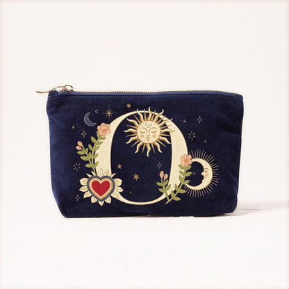 Velvet Handbag Vintage Printed Letter Pattern Makeup Bag