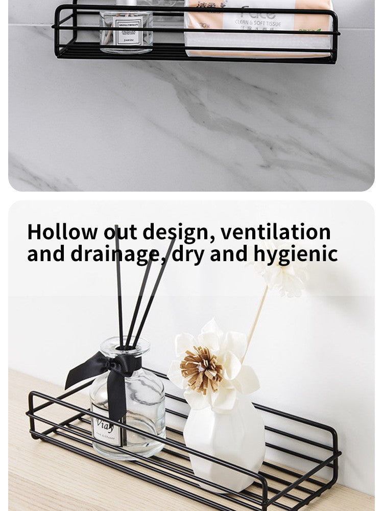 Bathroom Storage Rack Kitchen Organizer Shelf Black Shelves Corner Frame Iron Shower Punch Free Mounted Caddy Rack