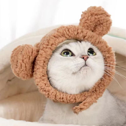 Urso Fofo Coelho Capuz Acessórios para Cães e Gatos de Estimação Cosplay Chapéu de Gato Inverno Lindo Ano Novo Gorro para Filhotes Veludo Macio Suprimentos para Animais de Estimação