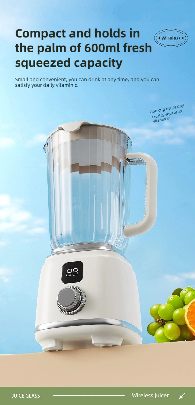 Espremedor TINSOL Novo Lar 10 Lâminas 3000mAh Liquidificador Multifuncional com Botão Espremedor Triturador de Gelo Alta Taxa de Extração de Suco Ferramentas de Cozinha