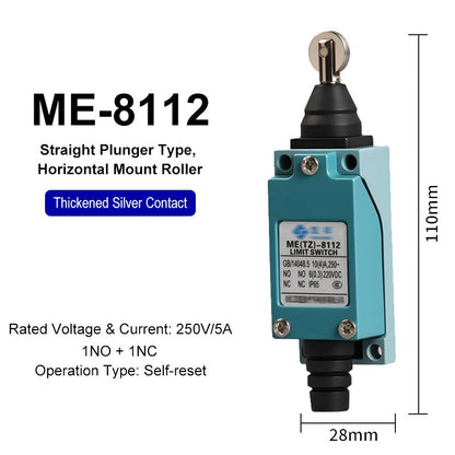 ME-8108 ME-8104 ME-8107 ME-8111 ME-8112 ME-8166-8169 Limit Switch Rotary Adjustable Roller Lever Arm Travel Switch AC250V NO NC