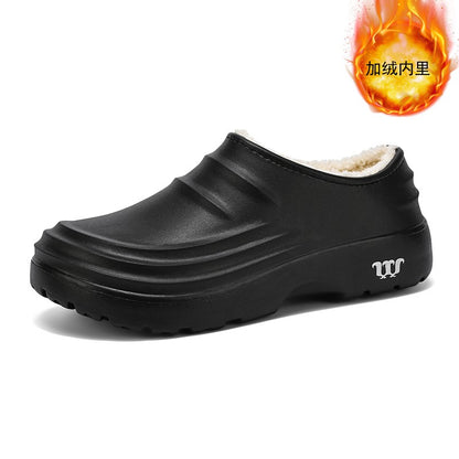 Winter Plush Supper Warm Chef Shoes for Men Women Very Soft Rubber Sandals Clogs Garden Shoes Without Holes Kitchen Work