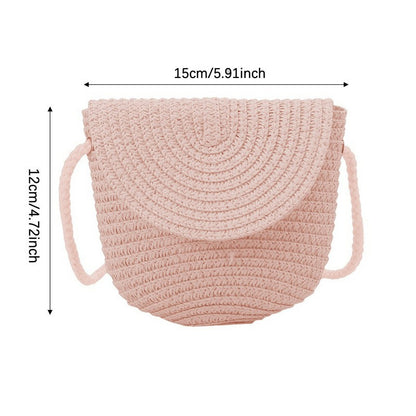 New Half Round Straw Bags for Women Summer Beach Rattan Bag Handmade Woven Half Moon Crossbody Handbags Bohemia