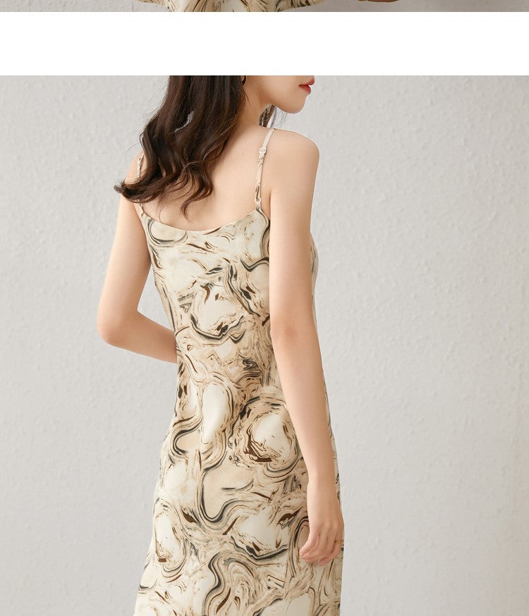 SENTUBILA Midi Print Slip Dresses Women 2025 Spring Summer Korean Fashion Sundre