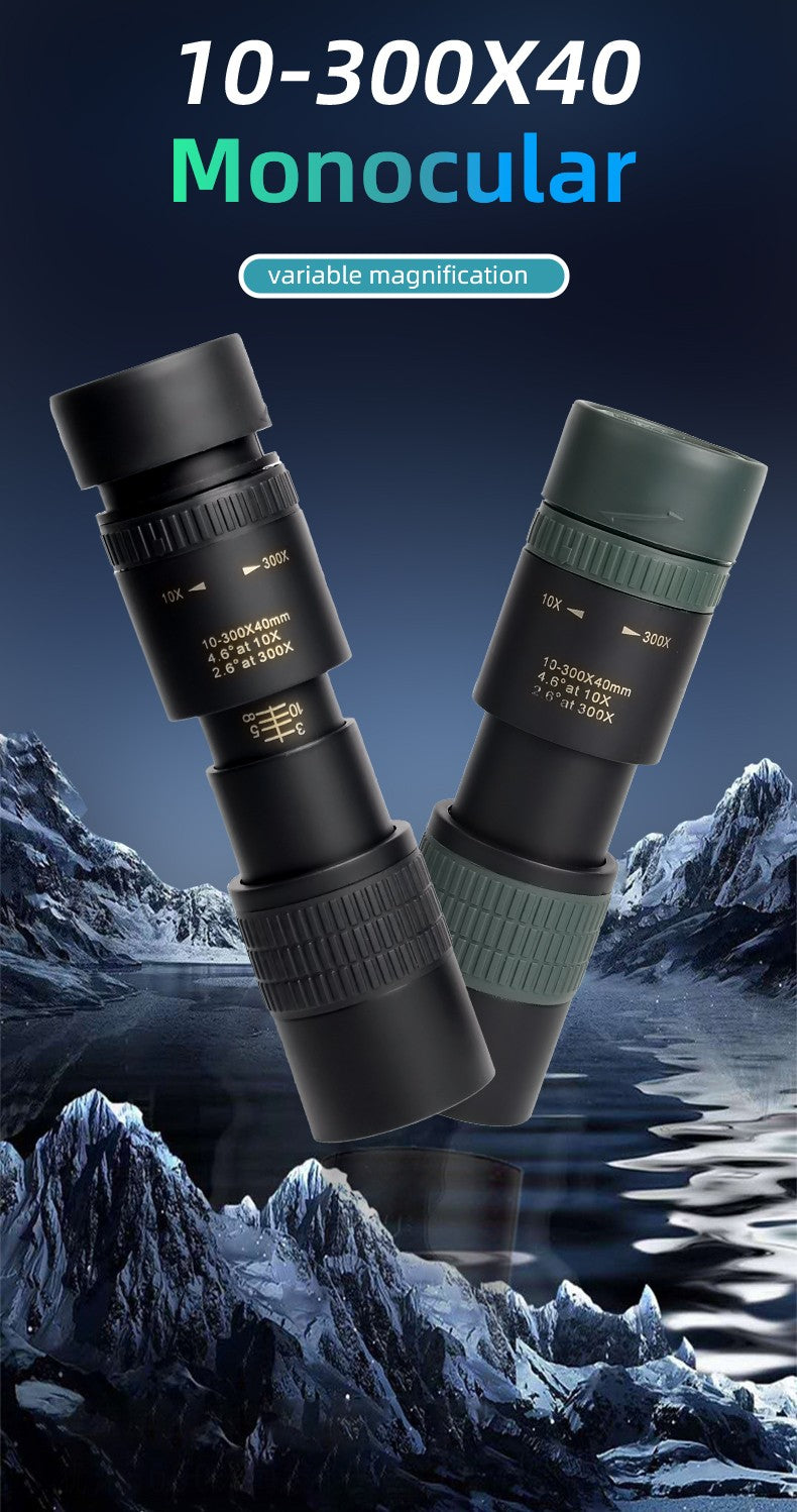 Telescópio Zoom 10-300x40 HD 4K Portátil Binóculo Potente Longo Alcance Monocular Profissional BAK4-Prismas Para Caça Acampamento