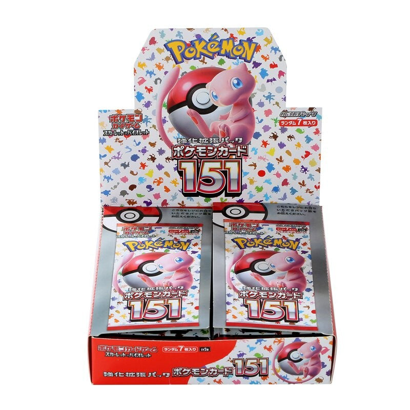 140un/Caixa Anime Pokémon Versão Japonesa TCG Escarlate e Violeta 151 Clássicos Caixa de Reforço Expansão Cartão de Troca Pokémon Pacote com 20 Cartas