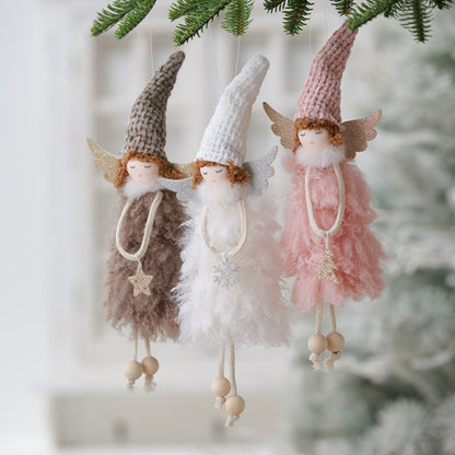 2Pcs New Christmas Cute Plush Angel Doll Pendant Lovely Boys Girls Xmas Tree Hanging Decoration Merry Christmas Party Ornaments
