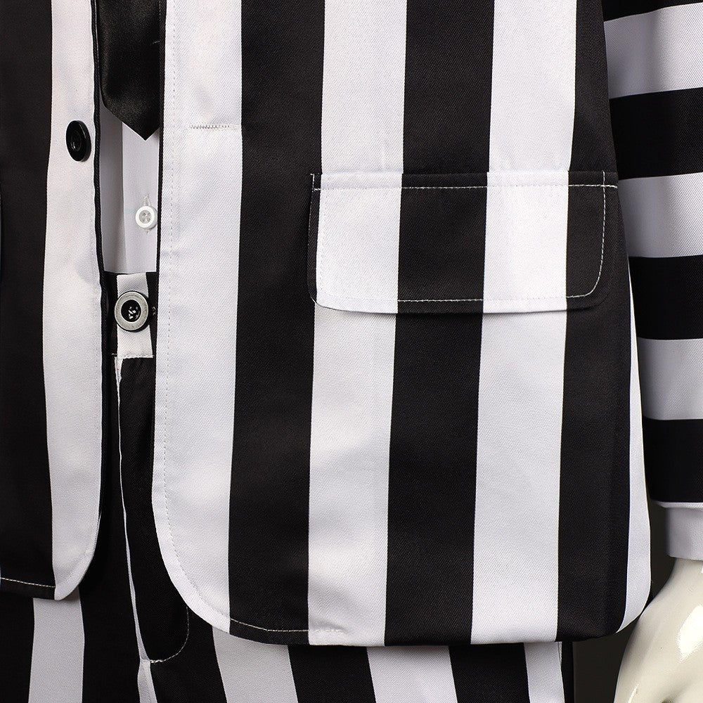 Underworld Master cosplay costume  Michael Keaton black and white striped suit cosplay Halloween costume