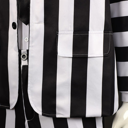Underworld Master cosplay costume  Michael Keaton black and white striped suit cosplay Halloween costume