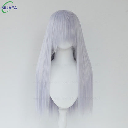 Peruca de Cosplay Longa e Lisa de Altíssima Qualidade, 400g, 48 Cores, 60cm, com Franja, Resistente ao Calor, Perucas Anime + Touca de Peruca