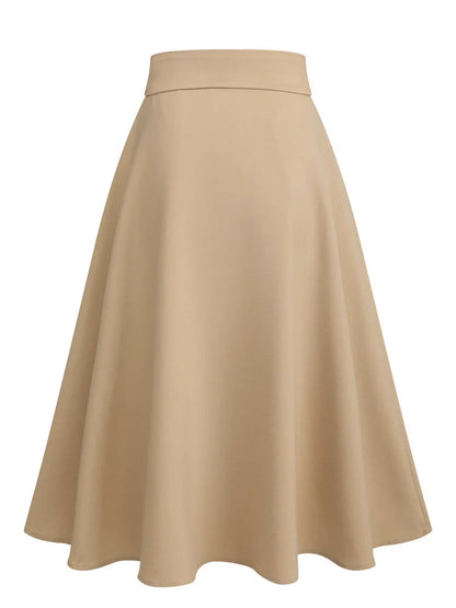 Plus Size Utility Cargo Midi Skirt Women's High Waist Belted A-Line Work Skirt with Pockets Free Shipping