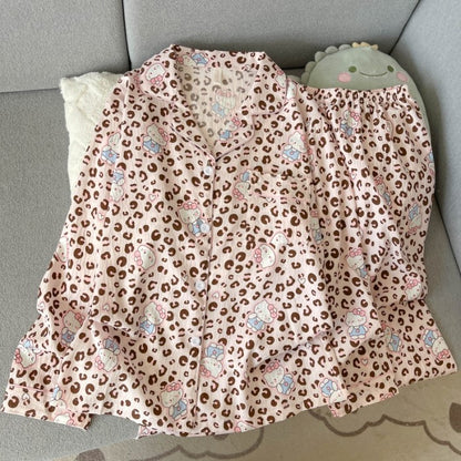 Harajuku Style Kawaii Sweet Loungewear 2 PC Set Line Star Dog Print Cute Casual Women's Pajamas Autumn Long New Fashion Homewear