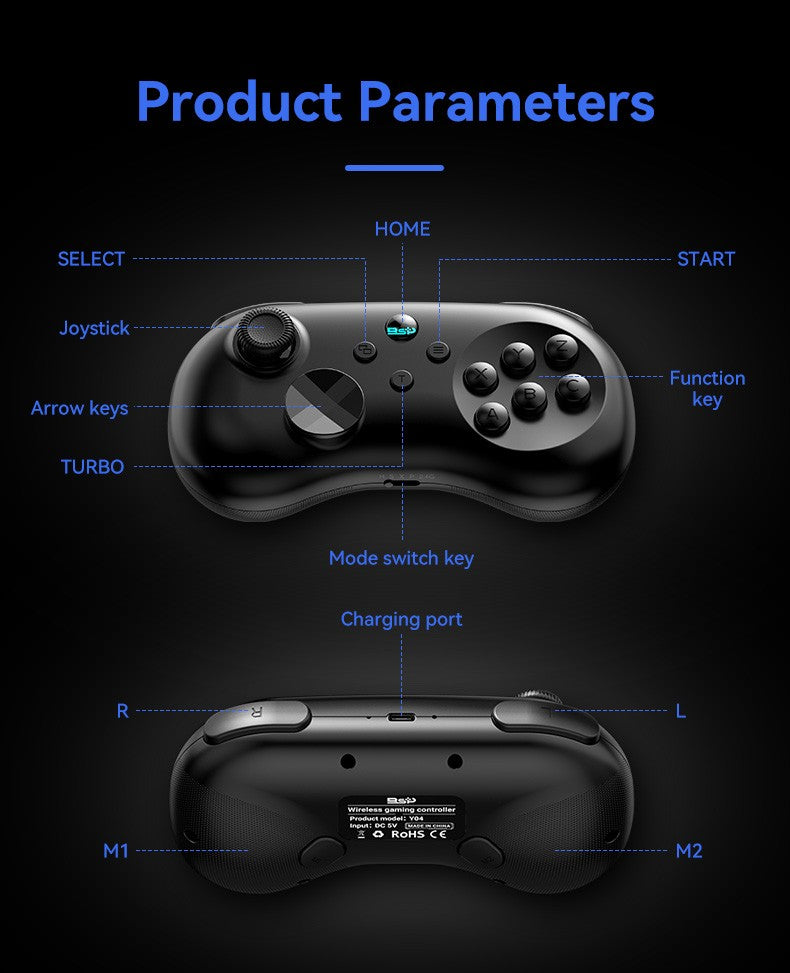 Y04 Game Controller 6-key Fighting Game Controller with Adjustable Height Hall Joystick Supporting PC/IOS/Switch/Android