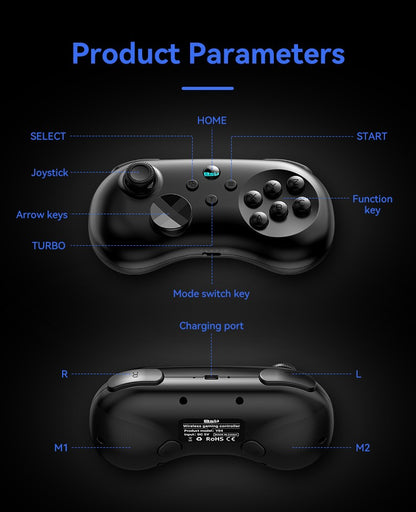 Y04 Game Controller 6-key Fighting Game Controller with Adjustable Height Hall Joystick Supporting PC/IOS/Switch/Android