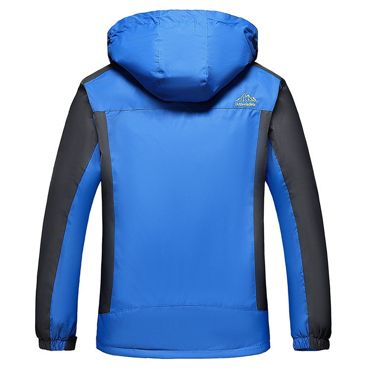 Outdoor Men's Red & Black Waterproof Windproof Breathable Jacket with Detachable Hood for Hiking Climbing Camping?