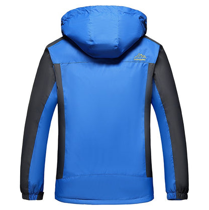 Outdoor Men's Red & Black Waterproof Windproof Breathable Jacket with Detachable Hood for Hiking Climbing Camping?