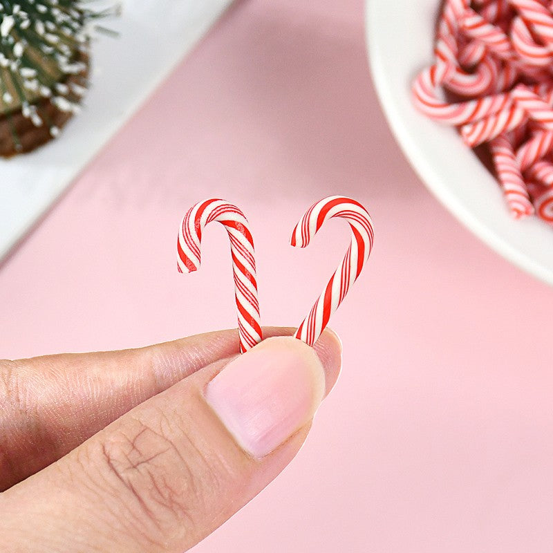 10/30/50Pcs Mini Candy Cane Christmas Decoration Red White Resin Candy DIY Crafts Xmas Pendant Navidad Home Decor 2026 New Year