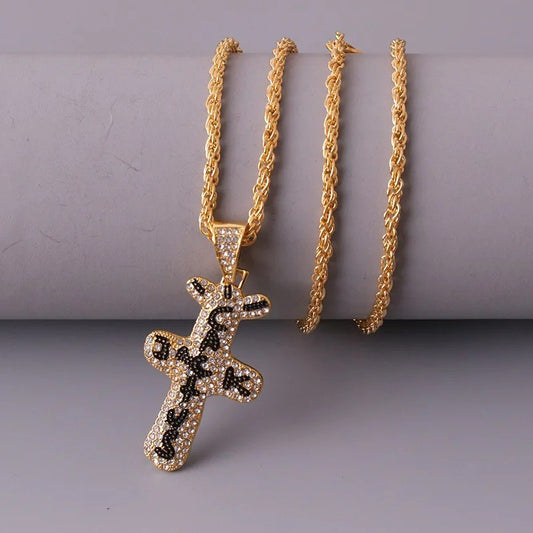Personality Punk Trendy Cool Gothic Wood Cross Pendant NNecklace for Women Men Vintage Hip Hop Y2k Necklace Party Jewelry Gift