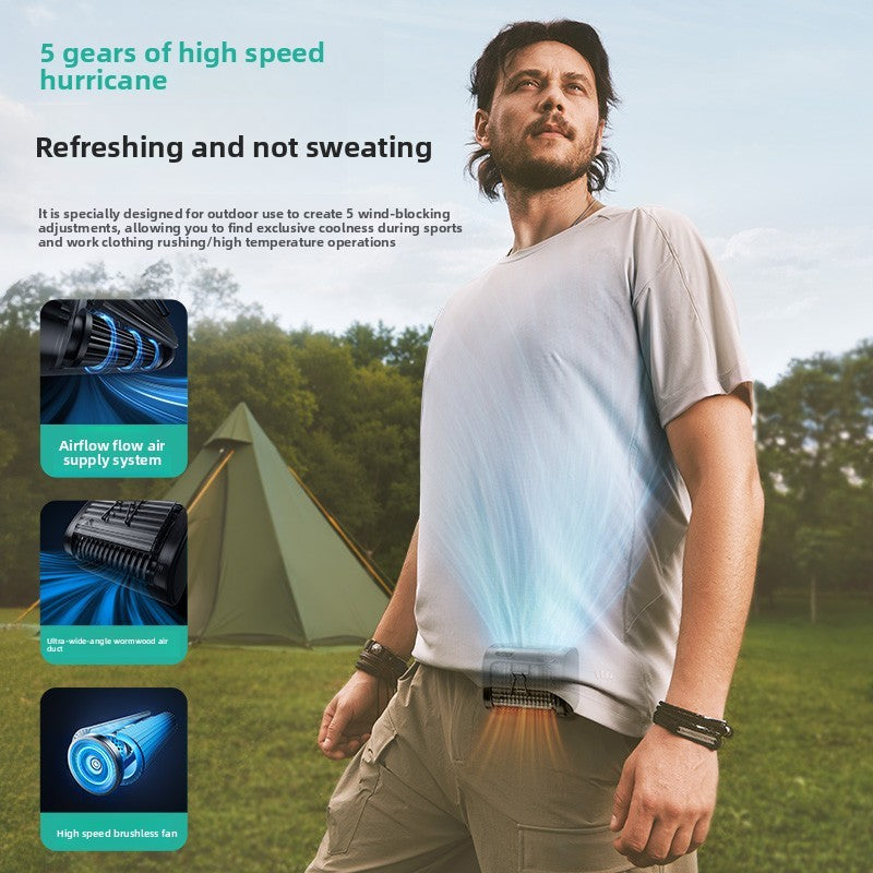 Aecooly Waist Fan Portable Waist Cooling Artifact Tubular Flow High Speed Large Wind Power Violence Small Summer Refrigeration