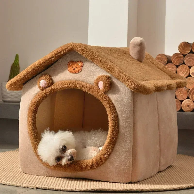 Casas de Inverno Dobráveis para Cães de Pequeno a Médio Porte e Gatos, Camas, Cestas para Filhotes em Maternidade, Tapete Macio, Aconchegante e Quente, Abrigo para Animais de Estimação