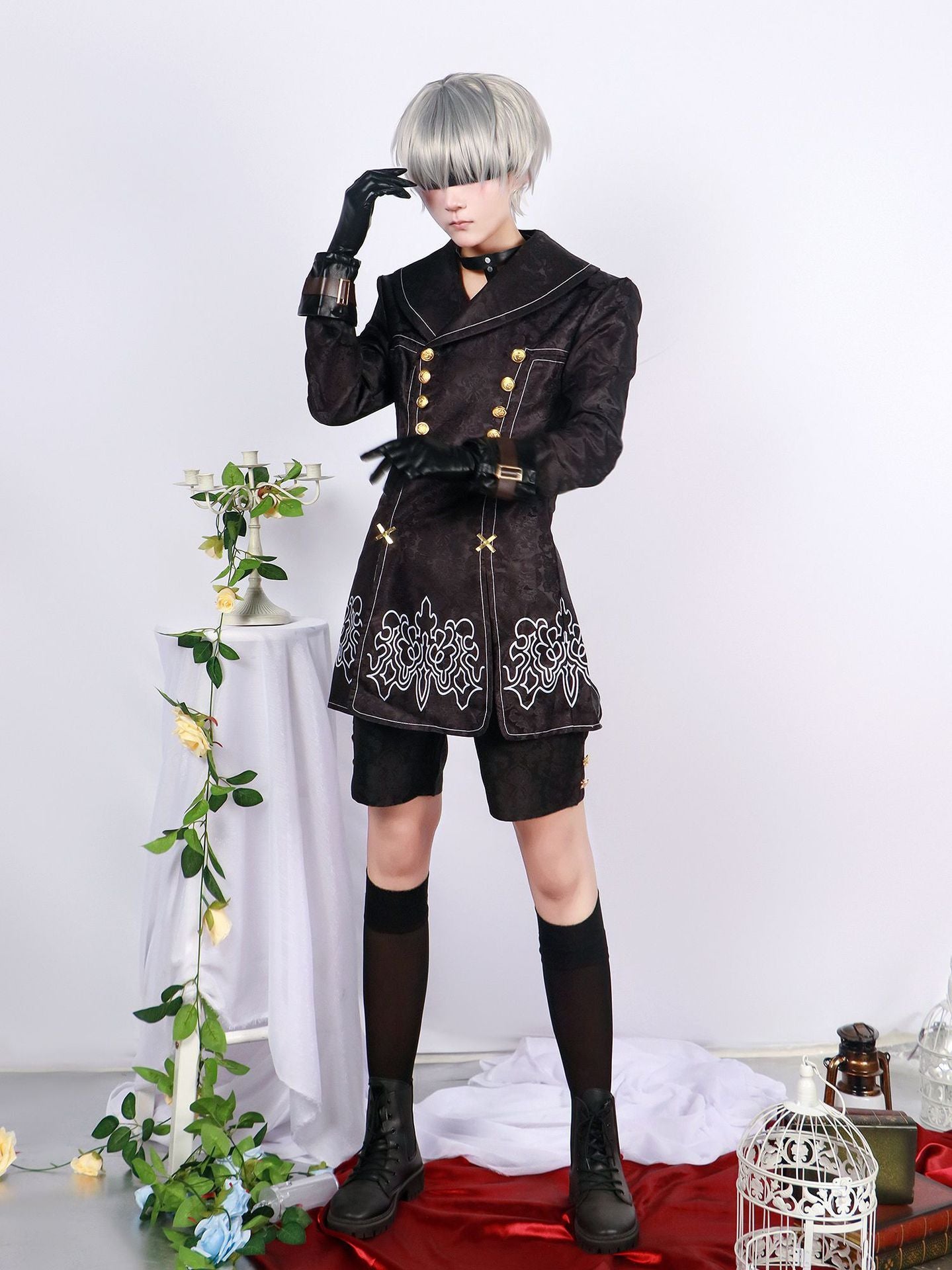 Anime Nier Automata Cosplay 9S Yorha 2B Cosplay Suit Male Women Outfit Wig Disguise Costume Plus Size Fancy Party Black Dress