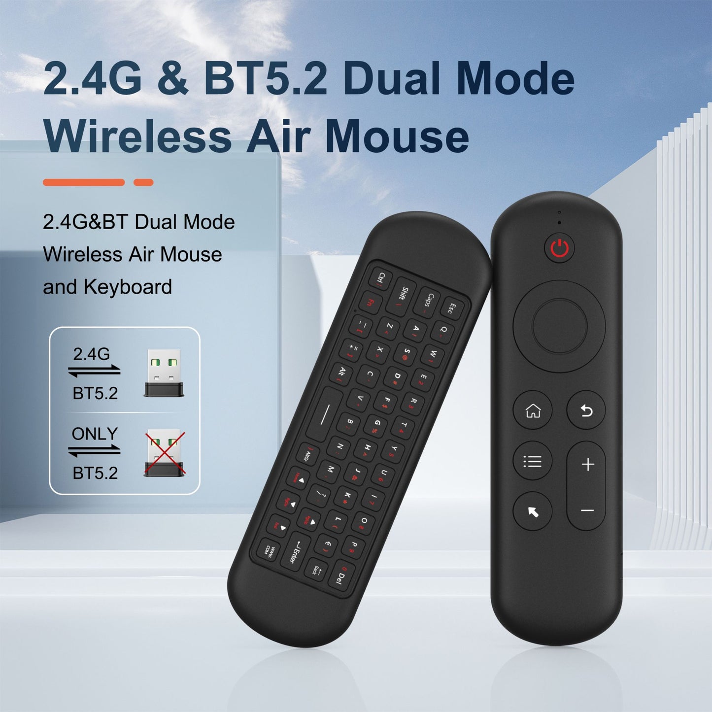 Mouse de Voz Aéreo Sem Fio 2 em 1 Teclado Mini Bluetooth 2.4G Recarregável Controle Remoto com Aprendizado IR para Smart TV Android TV Box