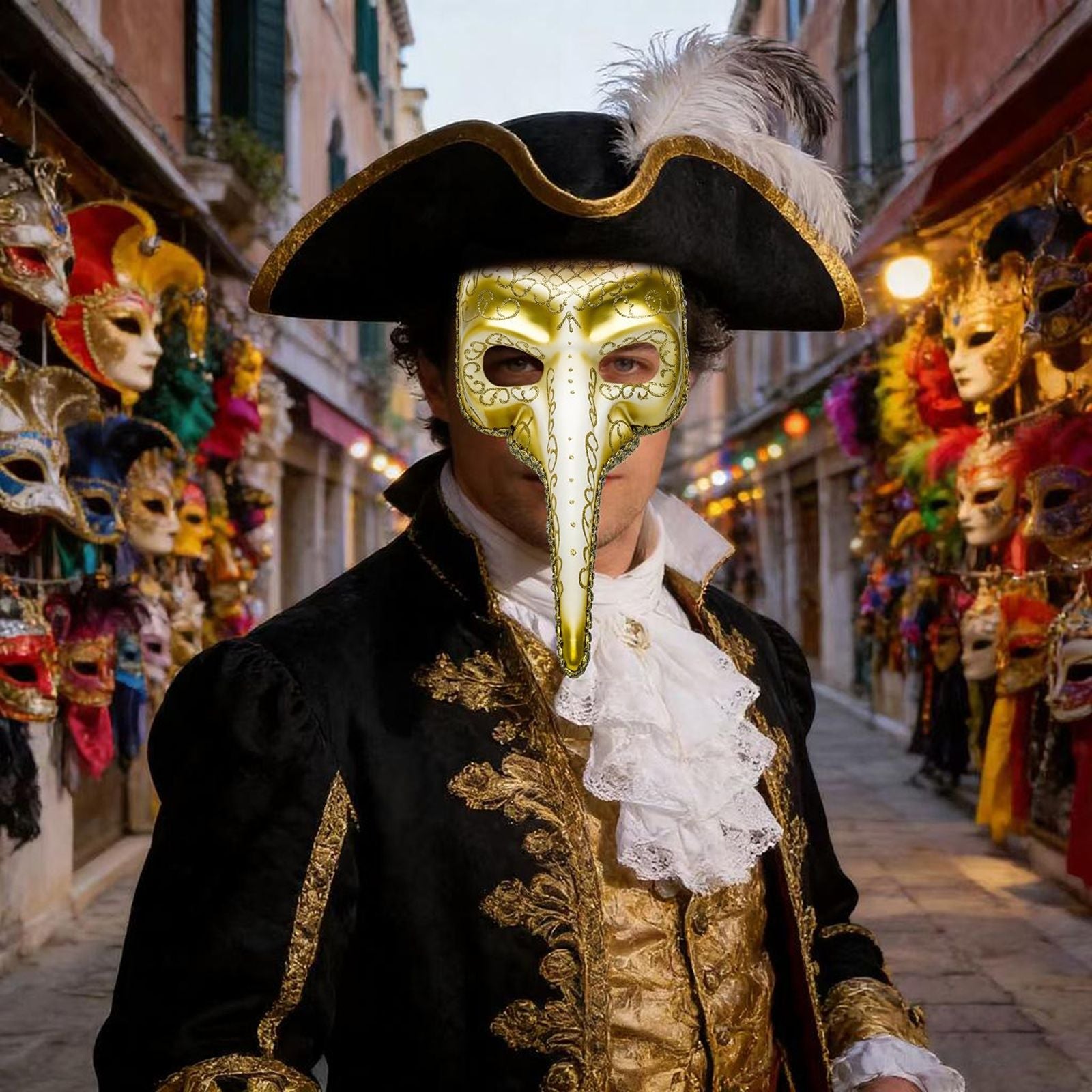 1Pc Venetian Long-Nose Mask, Carnival Mask, Unisex Party Costume Accessory, Perfect Decorative Mask for Role-Playing